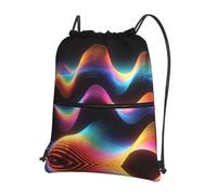 DUYKIMQW Data Garbled Print Sac de sport élégant Unisexe Sac de yoga Sac de voyage avec cordon de serrage, Ondulation colorée, Taille unique