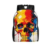 DUYKIMQW Sac à dos de voyage élégant avec imprimé illusion galactique pour ordinateur portable avec motif imprimé sur le devant, Crâne coloré., Taille unique