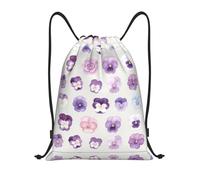 DUYKIMQW Sac à dos unisexe unisexe avec cordon de serrage, imprimé dégradé arc-en-ciel, fibre de polyester cryptée, Mélange floral pensée, S