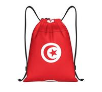DUYKIMQW Sac à dos unisexe unisexe avec cordon de serrage imprimé drapeau autrichien, Drapeau Tunisie, S