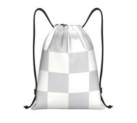 DUYKIMQW Sac à dos unisexe unisexe en fibre de polyester avec cordon de serrage imprimé monochrome, Grille grise à carreaux, M