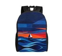DUYKIMQW Solitary Sail in the Waves Print Sac à dos de voyage élégant, joli sac à dos pour ordinateur portable avec motif imprimé sur le devant, Voile solitaire dans les vagues, Taille unique