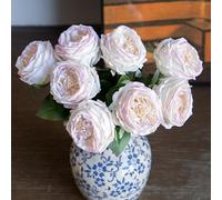 DUYONE Austin Lot de 4 fleurs artificielles en latex pour décoration d'intérieur Rose clair