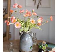 DUYONE Bouquet de 6 tiges de coquelicot artificielles en soie pour mariage, maison, décoration de fête, arrangement de centre de table (orange et rose, 6 pièces)