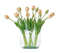 DUYONE Lot de 15 tulipes artificielles en latex au toucher réaliste, pour bureau, fête de mariage, maison, cuisine, jardin, décoration - B rose champagne
