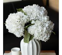 DUYONE Lot de 3 grandes hortensias artificielles réalistes au toucher réaliste de 55,9 cm - Fleurs sèches pour extérieur, mariage, Noël, bureau, fête de famille, salon, décoration de table (blanc)