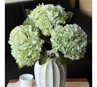 DUYONE Lot de 3 Grandes hortensias artificielles réalistes de 55,9 cm au Toucher réaliste - pour extérieur, Mariage, Noël, Bureau, fête de Famille, Salon, décoration de Table (Vert Clair)