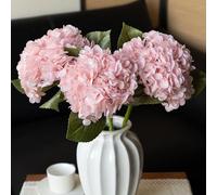 DUYONE Lot de 3 Grandes hortensias artificielles réalistes de 56 cm - Fleurs sèches pour extérieur, Mariage, Noël, Bureau, fête de Famille, Salon, décoration de Table (Rose)