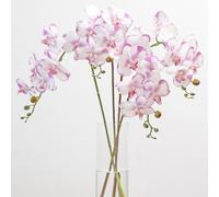 DUYONE Lot de 4 fleurs d'orchidée papillon artificielles au toucher réaliste de 89 cm, plantes phalaenopsis artificielles à tige pour décoration de mariage et d'intérieur (violet clair, 4 pièces)