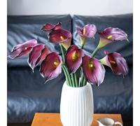 DUYONE Lot de 5 Grandes Fleurs de lys Calla artificielles de 65,6 cm de Long en Latex au Toucher réaliste pour Bouquet de Mariage, Chambre, Bureau, fête, décoration d'intérieur, Arrangements Floraux