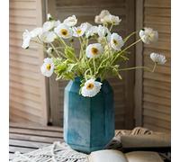 DUYONE Poppy Artificiel (6 tiges), utilisé dans la décoration familiale, Bouquet de Mariage. Faux Centre Poppy. Plantes artificielles Fleurs de Corail disposées. Fleur de Soie décorative (Blanche)