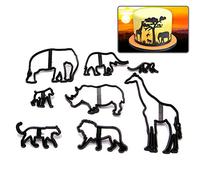 DUYT Lot de 8 emporte-pièces en plastique avec silhouette d'animal pour fondant, décoration de gâteau, modélisation, pâtisserie, biscuits, éléphant, girafe, lion