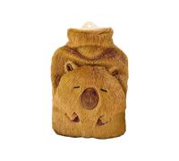 DUZEPA Bouillotte en peluche Capybara avec housse douce et moelleuse, 1 L pour la chaleur hivernale et le soulagement de la douleur
