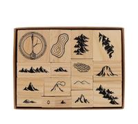 DUZEPA Kit de tampons artisanaux pour la création de cartes, ensemble de 16 tampons en bois et caoutchouc vintage, pour la création d'univers, de cartes de bataille et la tenue d'un journal.