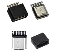 DUZEPA Lot de 50 connecteurs micro USB femelles 5 broches type B, à souder, coque nickelée, contacts dorés, pièces de réparation DIY