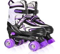 DUZSKJ Patins à roulettes Ajustables pour Filles Garçons Enfants débutants, 4 Tailles de Patins à roulettes pour Les Petits ou Grands Enfants (Pourpre, S)