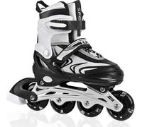 DUZSKJ Patins à roulettes réglables pour enfants, garçons, adolescents, petits enfants, pour l'intérieur et l'extérieur, noir et blanc, taille M