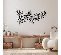 dv decovieno Fleur Decoration Murale, Arbre De Vie Decoration Murale, Decoration Maison, Feuille Decoration Salon, Branche De Fleur Decoration Murale Metal, Minimalist Line Art (Noir, 45cm)