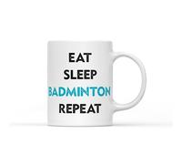 DV DESIGN 1 x Mug Eat Sleep Badminton Repeat - Bleu sarcelle Volant Sports Hommes Femmes Garçons Fille Coach Cup #71145