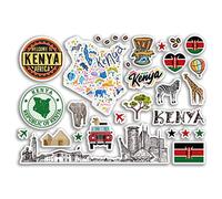 DV DESIGN Feuille d'autocollants A5 en vinyle - Pays, Afrique, aéroport, timbres, drapeau, voyage, vacances, scrapbooking, esthétique #80054