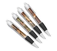 DV DESIGN Lot de 4 stylos à bille blancs renard rouge - Renards animaux nature sauvage voyage portrait garçons filles hommes femmes stylo thème #79444