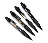 DV DESIGN Lot de 4 stylos à bille noirs d'échecs - Pièces Joueur Jeu de société Stratégie Queen King Garçons Filles Hommes Femmes Thème Pen #79394