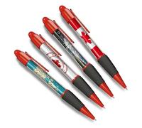 DV DESIGN Lot de 4 stylos à bille rouges du Canada - Drapeau canadien Feuille d'érable Voyage Vacances Papeterie Garçons Filles Hommes Femmes Stylo à thème Encre noire #81367