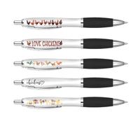 DV DESIGN Lot de 5 stylos noirs en forme de poule - Motif poussins animaux de la ferme - Équipement scolaire - Pour enseignants, amis, filles et garçons - #81286