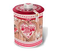 DV France | Boîte Ronde en Métal Biscuits d'Hiver Sablés Galettes Fior di Sale - 264 Gr | Biscuits en étain métallique | Biscuits au beurre salé