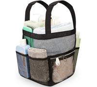 DV Lifestyle Panier de douche en maille pour dortoir, 7 poches et 1 avec fermeture éclair, fourre-tout de salle de bain avec poignées rembourrées, sac de bain de voyage portable, accessoires de