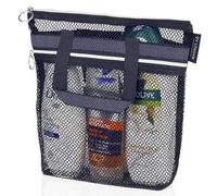DV Lifestyle Sac de douche en maille 26 x 24 cm à séchage rapide avec fermeture éclair et 2 poches. Sac de toilette portable pour salle de bain, salle de sport, voyage, camping, plage, crème solaire