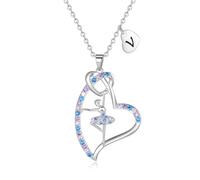 DVAVA Colliers ballerines cadeaux pour filles, colliers de danseuse de ballet pour adolescentes, petites filles, collier de danse en forme de cœur, collier de danse initiale, bijoux cadeaux pour