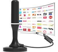 DVB-T/DVB-T2 Antenna Indoor HDTV Antenna for TV,360° Reception with Amplifier and Magnetic Base,3M Cable,Supports 4K/1080P-All DAB/UHF/VHF TVs