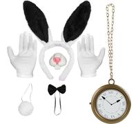 DvBCNMe Costume de lapin 7 pièces pour femme Alice au pays des merveilles, costume de lapin Playboy noir, pour différentes occasions