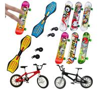 DvBCNMe Lot de 10 skateboards à doigts avec différents designs, mini skateboard à doigts pour enfants et adultes, idéal pour favoriser la coordination des doigts et la concentration