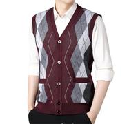 Dvbfufv Cardigan d'hiver décontracté pour homme tendance à col en V boutonné, M07 Bordeaux, S