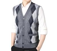 Dvbfufv Cardigan d'hiver sans manches pour homme - Chaud - Décontracté - Avec boutons, Gris 9., XL