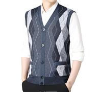 Dvbfufv Cardigan d'hiver sans manches pour homme - Chaud - Décontracté - Avec boutons, M07 Gris foncé 9, S
