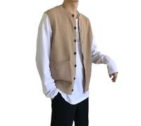 Dvbfufv Cardigan en tricot simple japonais vintage pour homme, kaki, S