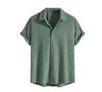 Dvbfufv Chemise d'été à manches courtes pour homme - Couleur unie - Simple boutonnage - Chemise de plage décontractée et ample, Army En8, M