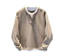 Dvbfufv Faux pull à capuche deux pièces à manches longues surdimensionné streetwear décontracté en coton pour homme, kaki, XXL