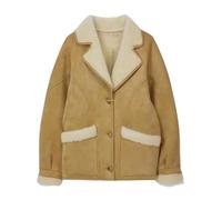 Dvbfufv Femmes Automne Hiver Épais Chaud Polaire Casual Manteaux Courts Mode Coréenne Vintage Simple Boutonnage Revers Veste en Laine, kaki, S