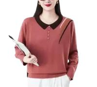 Dvbfufv Femmes Printemps Hiver Revers Manches Longues Lâche Slim Tricoté Base Pull Top, a, L