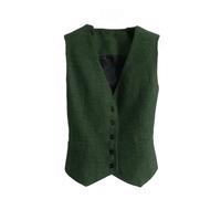 Dvbfufv Gilet de costume pour femme en tweed avec col en V et boutons - Style vintage - Coupe ajustée - Sans manches, EN8, M