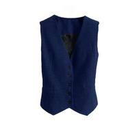 Dvbfufv Gilet de costume pour femme en tweed avec col en V et boutons - Style vintage - Coupe ajustée - Sans manches, bleu marine, XL