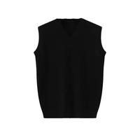 Dvbfufv Gilet en cachemire sans manches pour homme Printemps Hiver Couleur unie, Noir , S