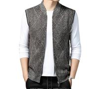 Dvbfufv Gilet en tricot épais sans manches pour homme Printemps Hiver Mode Tendance Col montant Cardigan, café, S