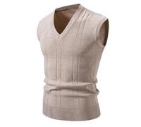 Dvbfufv Gilet en tricot sans manches à col en V pour homme - Couleur unie - Style streetwear - Débardeurs, kaki, S