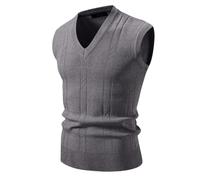 Dvbfufv Gilet en tricot sans manches à col en V pour homme - Couleur unie - Style streetwear - Débardeurs, gris, S