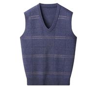 Dvbfufv Gilet sans manches à col en V en coton tricoté classique pour homme, 35-Bleu marine, XS